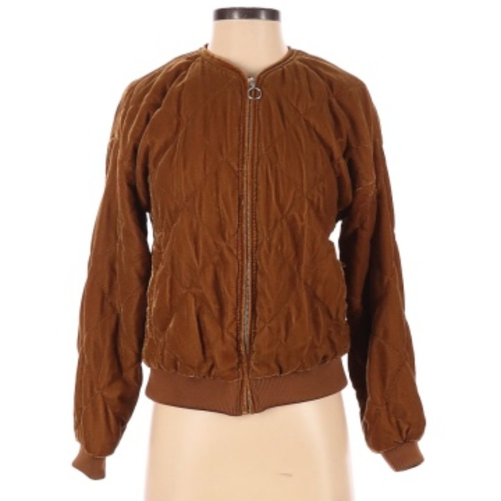 Frank & Oak Velvet Quilted Bomber Jacket